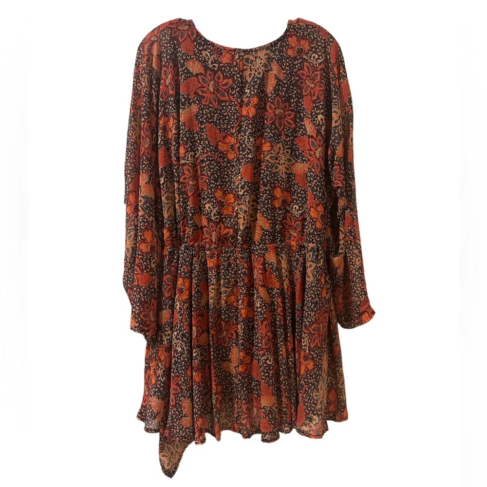 Free People Teegan Floral Faux Wrap Long Sleeve Mini Dress Size S NEW with Tag